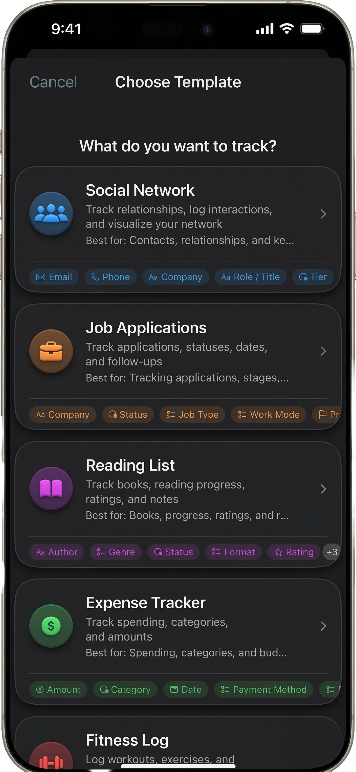 Tracker templates for networking, job apps, and more